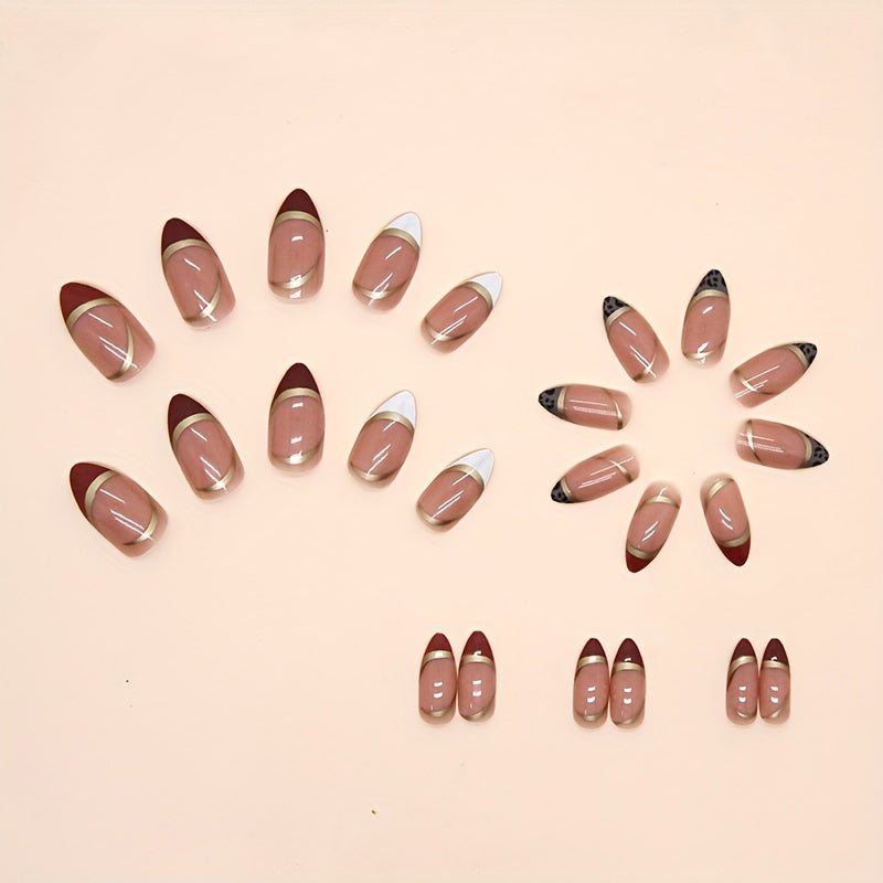 Leopard Designs False Nails Golden Line Stick
