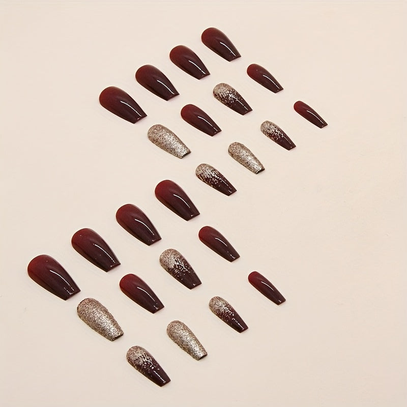 Golden Glitter Square Press On Nails