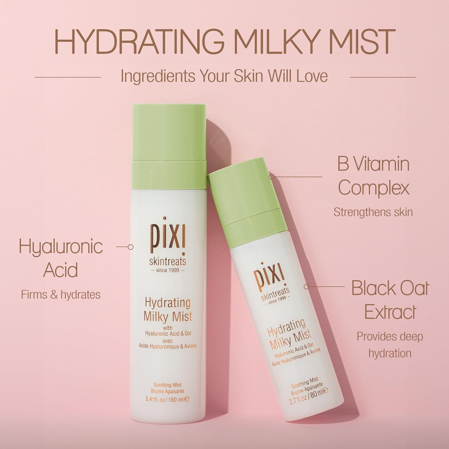 Pixi Beauty Hydrating Milky Mist 2.70 Fl Oz | Ultimate Hydration for Dry Skin