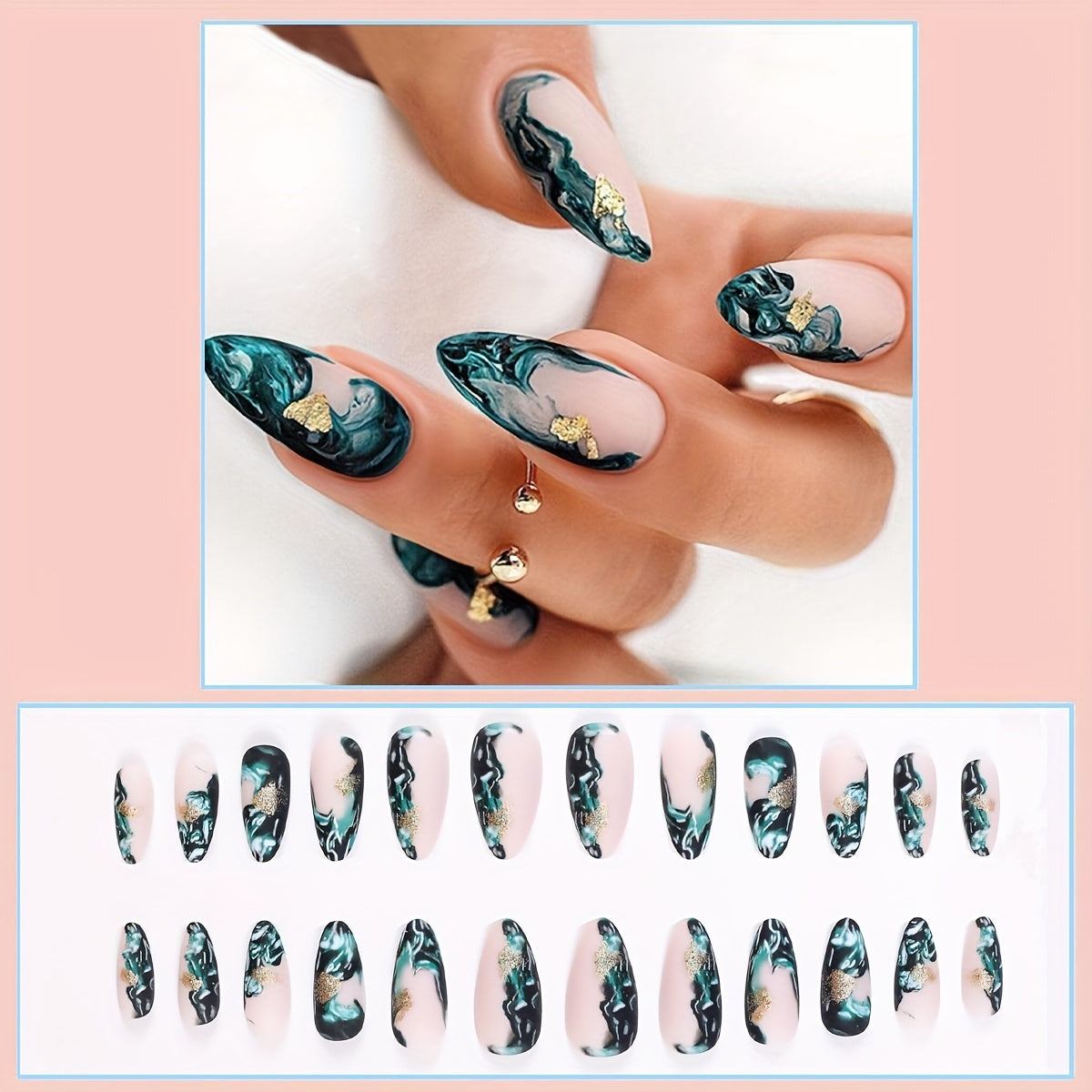 Matte Medium Almond Fake Nails