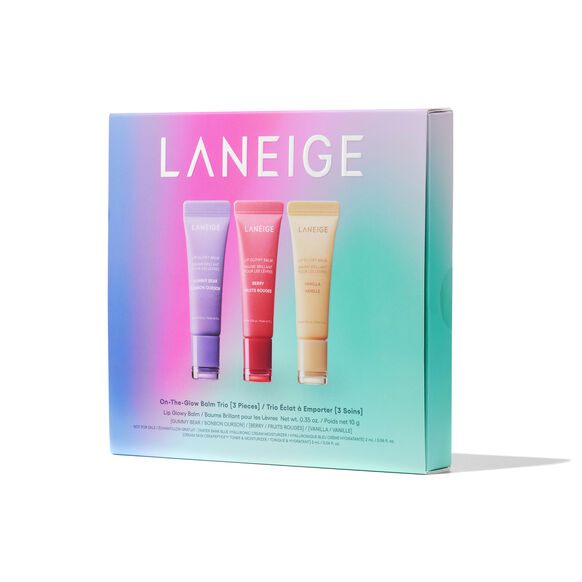 LANEIGE On-the-Glow Lip Balm Trio Pack – Hydrating |& Glossy