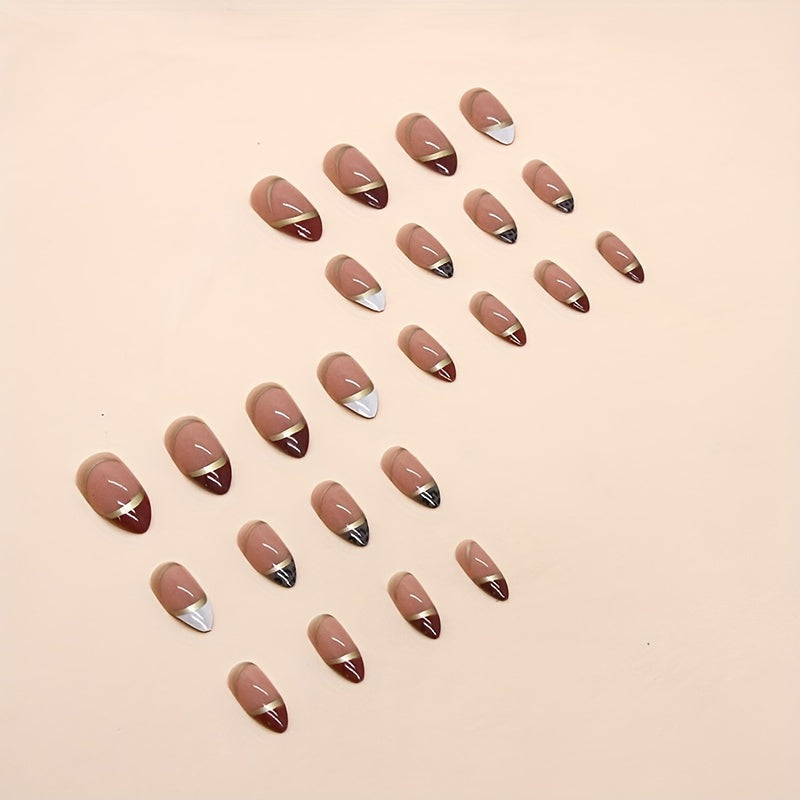 Leopard Designs False Nails Golden Line Stick