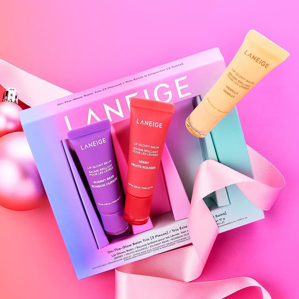 LANEIGE On-the-Glow Lip Balm Trio Pack – Hydrating |& Glossy